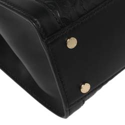 Pre Owned Aigner Black Signature Embossed Leather Cavallina Tote
