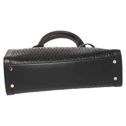 Pre Owned Aigner Black Signature Embossed Leather Cavallina Tote