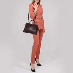 Pre Owned Aigner Dark Burgundy Pebbled Leather Cybill Tote