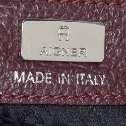 Pre Owned Aigner Dark Burgundy Pebbled Leather Cybill Tote