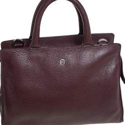 Pre Owned Aigner Dark Burgundy Pebbled Leather Cybill Tote