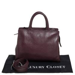 Pre Owned Aigner Dark Burgundy Pebbled Leather Cybill Tote