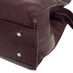 Pre Owned Aigner Dark Burgundy Pebbled Leather Cybill Tote