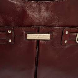 Pre Owned Aigner Burgundy Leather Hobo