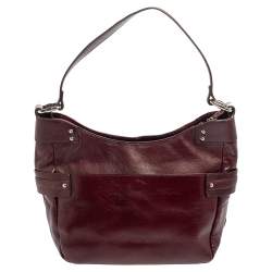 Pre Owned Aigner Burgundy Leather Hobo