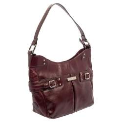 Pre Owned Aigner Burgundy Leather Hobo