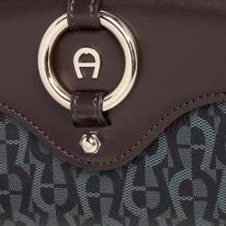 Pre Owned Aigner Brown/Black Signature Coated Canvas and Leather Fiorentina Belt Bag