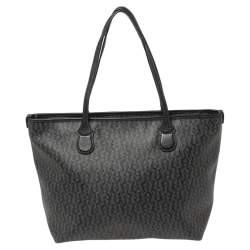 Pre Owned Aigner Black Signature Coated Canvas and Leather Tote