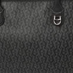 Pre Owned Aigner Black Signature Coated Canvas and Leather Tote