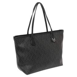 Pre Owned Aigner Black Signature Coated Canvas and Leather Tote