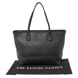 Pre Owned Aigner Black Signature Coated Canvas and Leather Tote