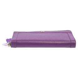 Pre Owned Aigner Purple Leather Zip Around Wallet