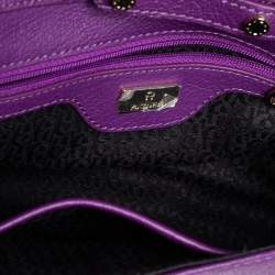 Pre Owned Aigner Purple Leather Cavallina Flap Shoulder Bag