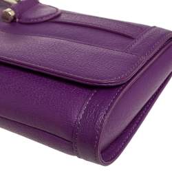 Pre Owned Aigner Purple Leather Cavallina Flap Shoulder Bag