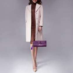 Pre Owned Aigner Purple Leather Cavallina Flap Shoulder Bag