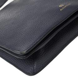 Aigner Navy Blue Leather Flap Crossbody Bag