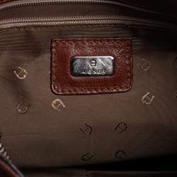 Pre Owned Aigner Brown Croc Embossed Leather and Leather Hobo