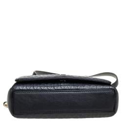 Pre Owned Aigner Black Leather Flap Crossbody Bag