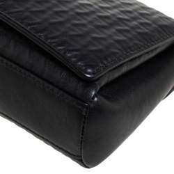 Pre Owned Aigner Black Leather Flap Crossbody Bag