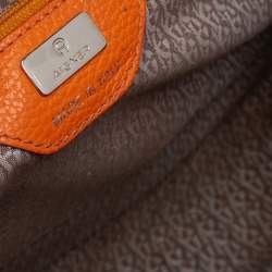 Pre Owned Aigner Orange Grained Leather Cybill Tote