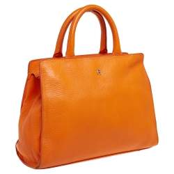 Pre Owned Aigner Orange Grained Leather Cybill Tote