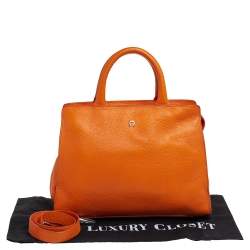 Pre Owned Aigner Orange Grained Leather Cybill Tote