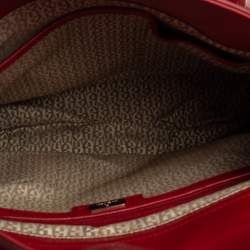 Pre Owned Aigner Red Leather Side Zip Satchel
