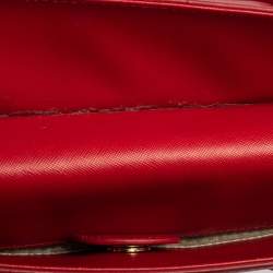 Pre Owned Aigner Red Leather Side Zip Satchel
