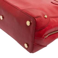 Pre Owned Aigner Red Leather Side Zip Satchel