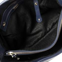 Pre Owned Aigner Blue Leather Flap Satchel