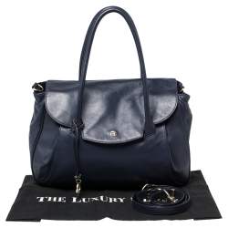 Pre Owned Aigner Blue Leather Flap Satchel