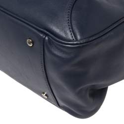 Pre Owned Aigner Blue Leather Flap Satchel