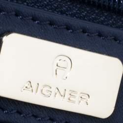 Pre Owned Aigner Blue Leather Flap Satchel