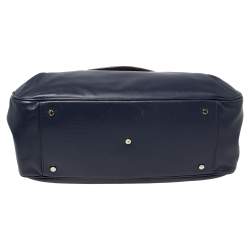 Pre Owned Aigner Blue Leather Flap Satchel