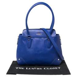 Pre Owned Aigner Blue Leather Side Zip Satchel