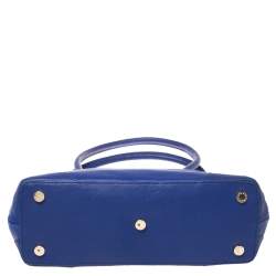 Pre Owned Aigner Blue Leather Side Zip Satchel