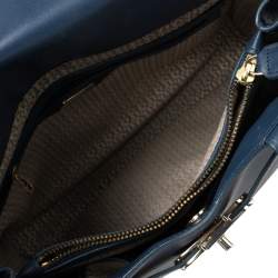 Pre Owned Aigner Blue Leather Turnlock Charm Tote