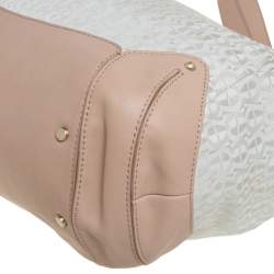 Pre Owned Aigner Grey/Beige Canvas And Leather Satchel