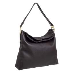 Pre Owned Aigner Dark Brown Leather Large Arya Hobo 