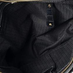 Pre Owned Aigner Black Croc Embossed Leather Dome Satchel
