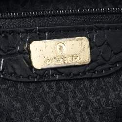 Pre Owned Aigner Black Croc Embossed Leather Dome Satchel