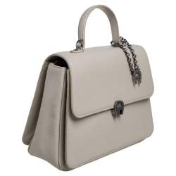 Pre Owned Aigner Beige Leather Genoveva Top Handle Bag