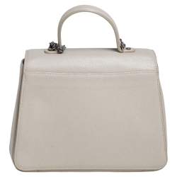 Pre Owned Aigner Beige Leather Genoveva Top Handle Bag