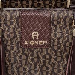 Aigner Brown Signature Canvas And Leather Tassel Satchel