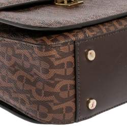 Pre Owned Aigner Brown Signature Coated Canvas Genoveva Top Handle Bag