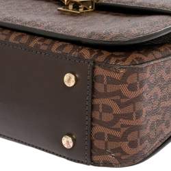 Pre Owned Aigner Brown Signature Coated Canvas Genoveva Top Handle Bag