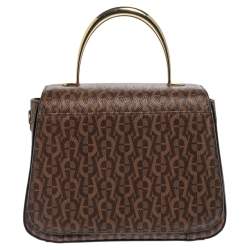 Pre Owned Aigner Brown Signature Coated Canvas Genoveva Top Handle Bag