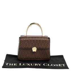 Pre Owned Aigner Brown Signature Coated Canvas Genoveva Top Handle Bag
