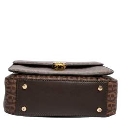 Pre Owned Aigner Brown Signature Coated Canvas Genoveva Top Handle Bag