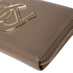 Pre Owned Aigner Clay Brown Leather Zip Around Wallet